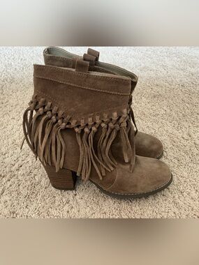 Women's Brown Fringe Ankle Boots
